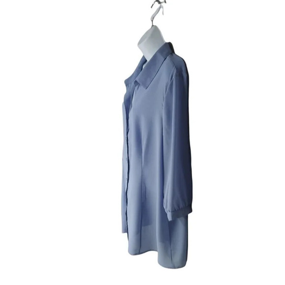 Claire France  3/4 Length Sleeve Button Down Blouse Blue 14 - Picture 6 of 9